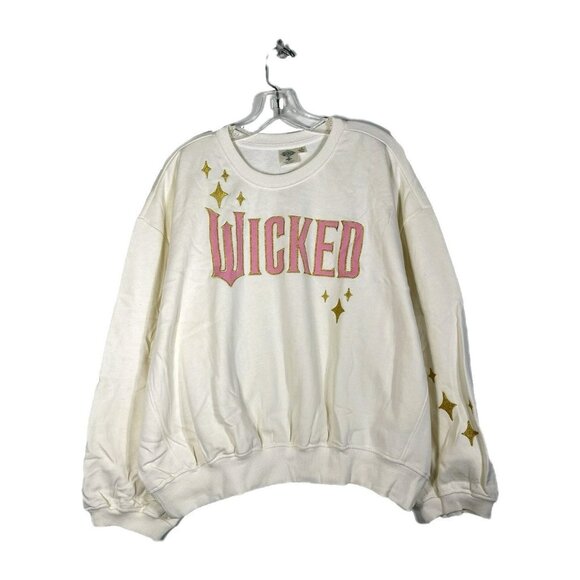 WICKED Womens Glittering Stars Sweatshirt Large Cream - Picture 3 of 12